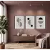 Bej Kavisli Geometrik Sanat 3lü Siyah Çerçeveli Tablo Seti Salon Duvar Tablo Poster Tablo