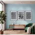 Dinamik Siyah Beyaz Optik Sanat 3lü Siyah Çerçeveli Tablo Seti Tablo Çerçeve Salon Duvar Tablo