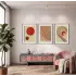 Terracotta Geometrik Formlar 3lü Ahşap Çerçeveli Tablo Seti Resim Çerçevesi Tablo Salon