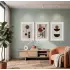 Terracotta Yeşil Geometrik Denge 3lü Beyaz Çerçeveli Tablo Seti Poster Tablo Resim Çerçevesi