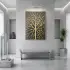 Yaprak Damarı Altın Siyah Tonları Tekli Gold Metal Çerçeveli Cam Tablo Yatak Odası