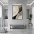 Soyut Eğriler Nötr Tonlar Tekli Siyah Metal Çerçeveli Cam Tablo Poster Dekoratif Obje