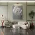 Büyük Çiçek Nötr Gri Tonları Tekli Gümüş Metal Çerçeveli Cam Tablo Poster Dekoratif