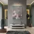 Şeffaf Çiçekler Pastel Pembe Tonları Tekli Gümüş Metal Çerçeveli Cam Tablo Poster Dekoratif