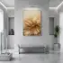 Büyük Çiçek Sıcak Altın Tonları Tekli Gümüş Metal Çerçeveli Cam Tablo Poster Dekoratif
