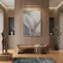 Narin Çiçek Pastel Gri Tonları Tekli Gold Metal Çerçeveli Cam Tablo Salon Oturma