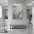 Narin Çiçek Pastel Gri Tonları Tekli Gümüş Metal Çerçeveli Cam Tablo Poster Dekoratif