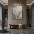 Narin Çiçek Pastel Gri Tonları Tekli Siyah Metal Çerçeveli Cam Tablo Poster Dekoratif