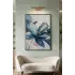 Tekli Siyah Metal Çerçeveli Premium Cam Baskılı Modern Tablo — Mavi Çiçek