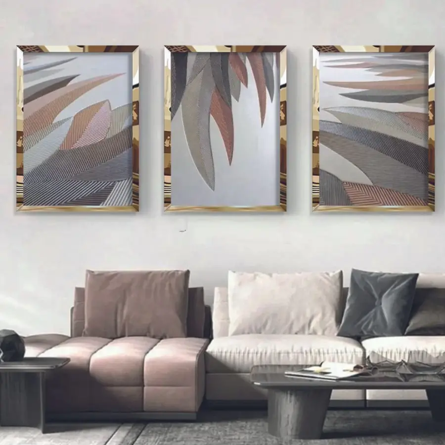 Çiçek Desenli 3lü Pleksili Tablo Seti