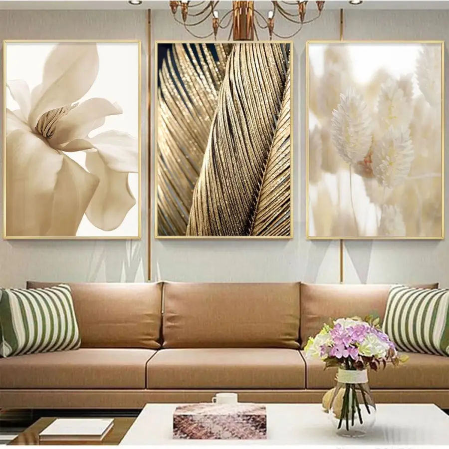 Ihtişamın Altın Sessizliği - Doğanın Nazı Üçlü Metal Çerçeveli Tablo Seti