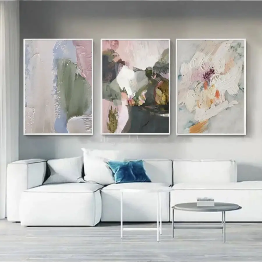 Sanatsal Doku Oyunları: Pastel Ve Doku Üçlü Metal Çerçeveli Tablo Seti