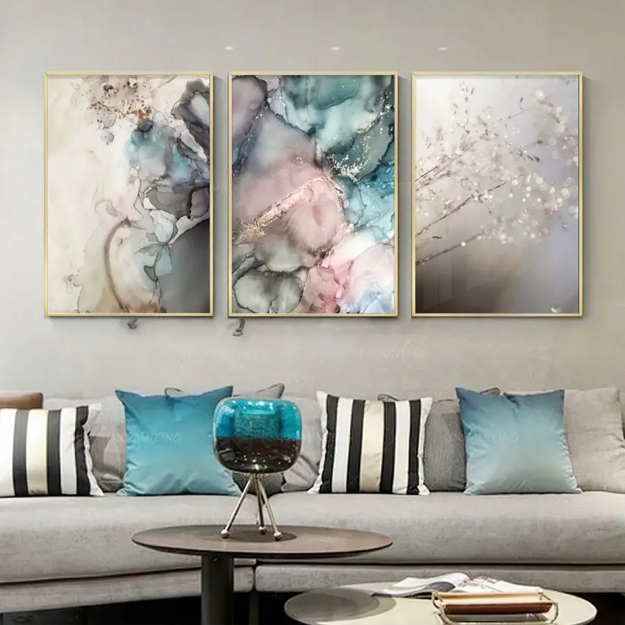 Rüya Gibi Doğa: Mistik Renkler Ve Florar Işıltı Metal Çerçeveli Tablo Seti