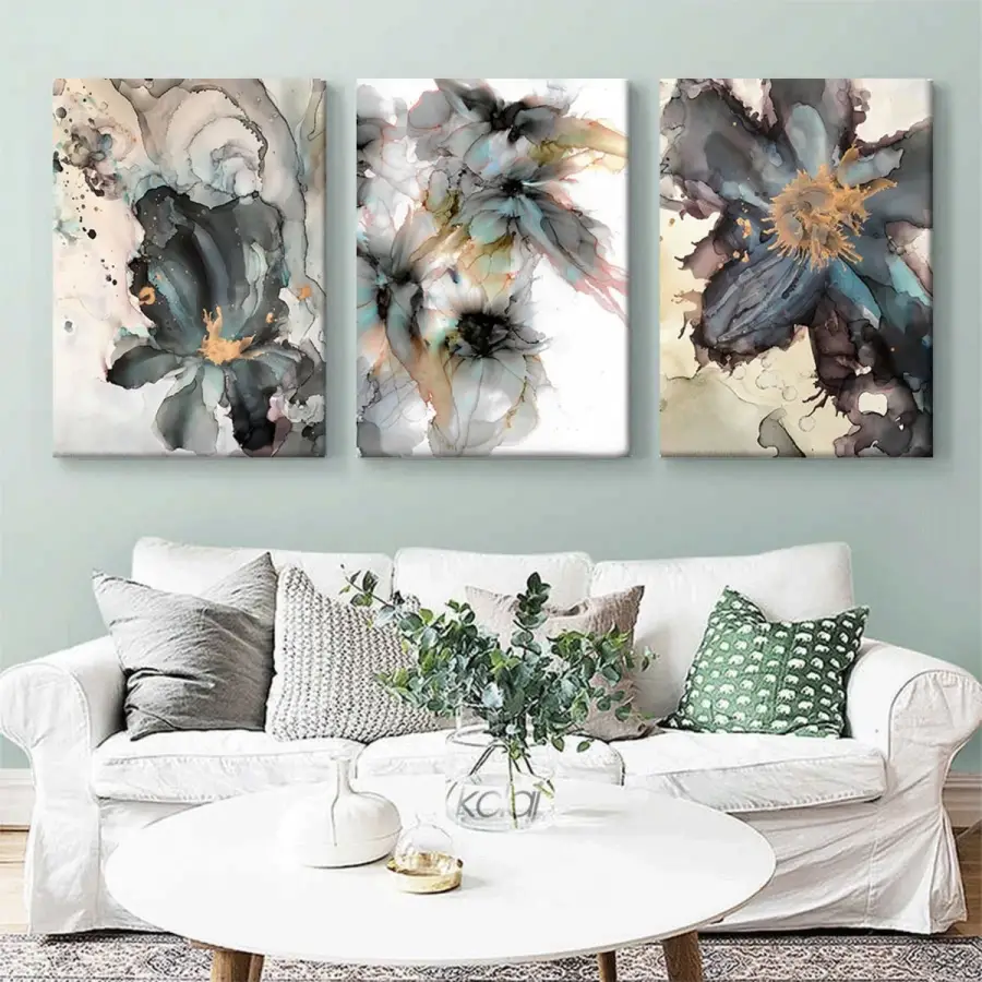 Yağlı Boya Dokulu Modern 3lü Kanvas Tablo Seti