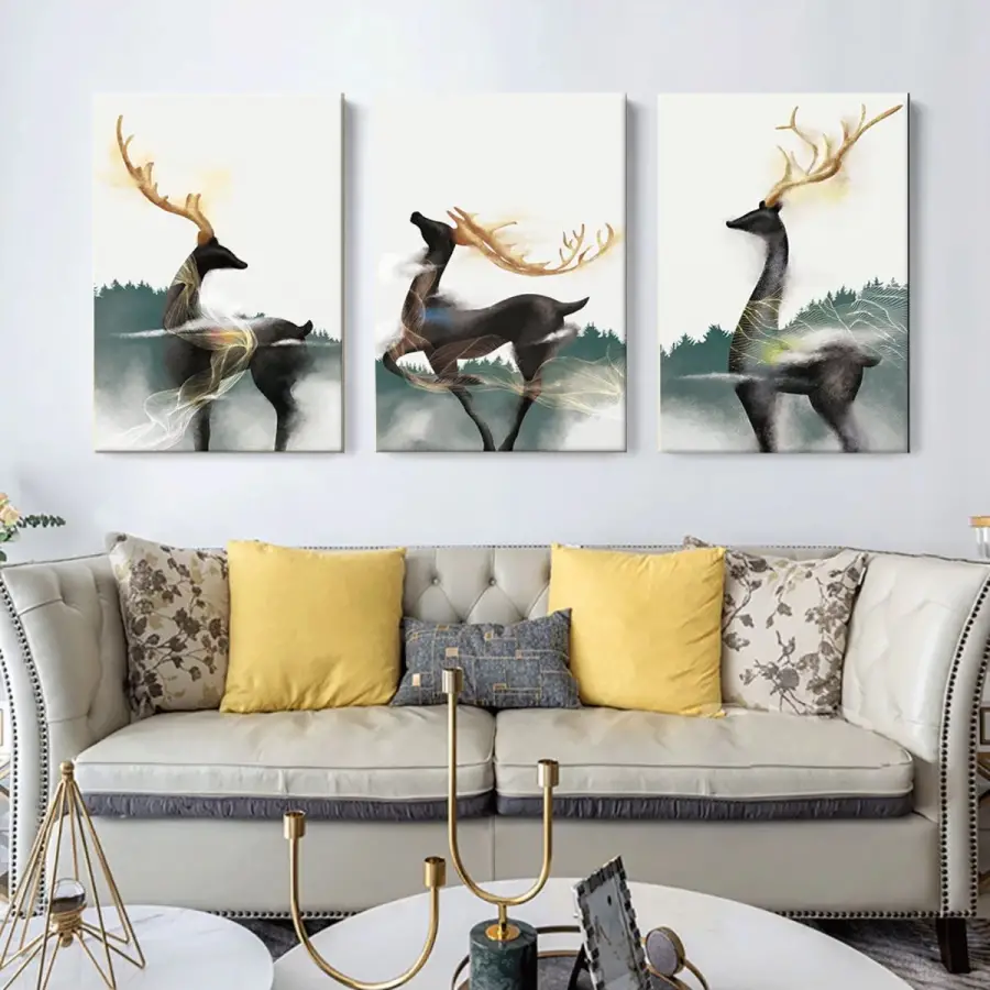 İskandinav Tarzı Soyut Modern 3lü Kanvas Tablo Seti