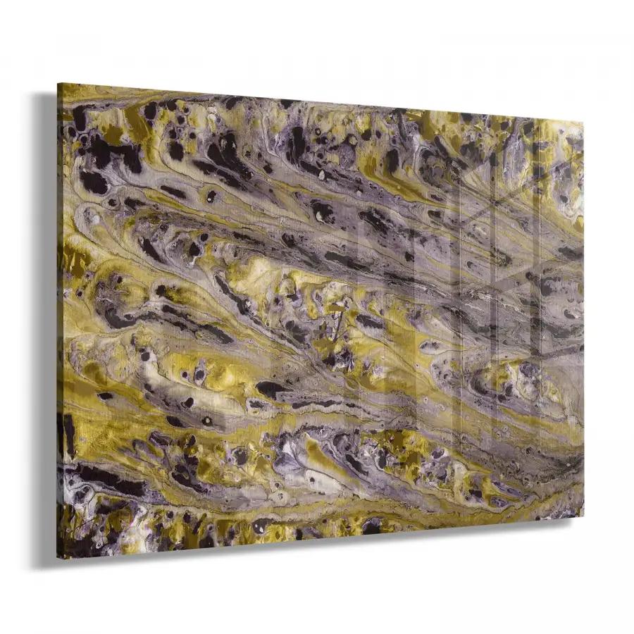 Karışık Renkler Soyut Desenli Tekli Yatay Cam Tablo