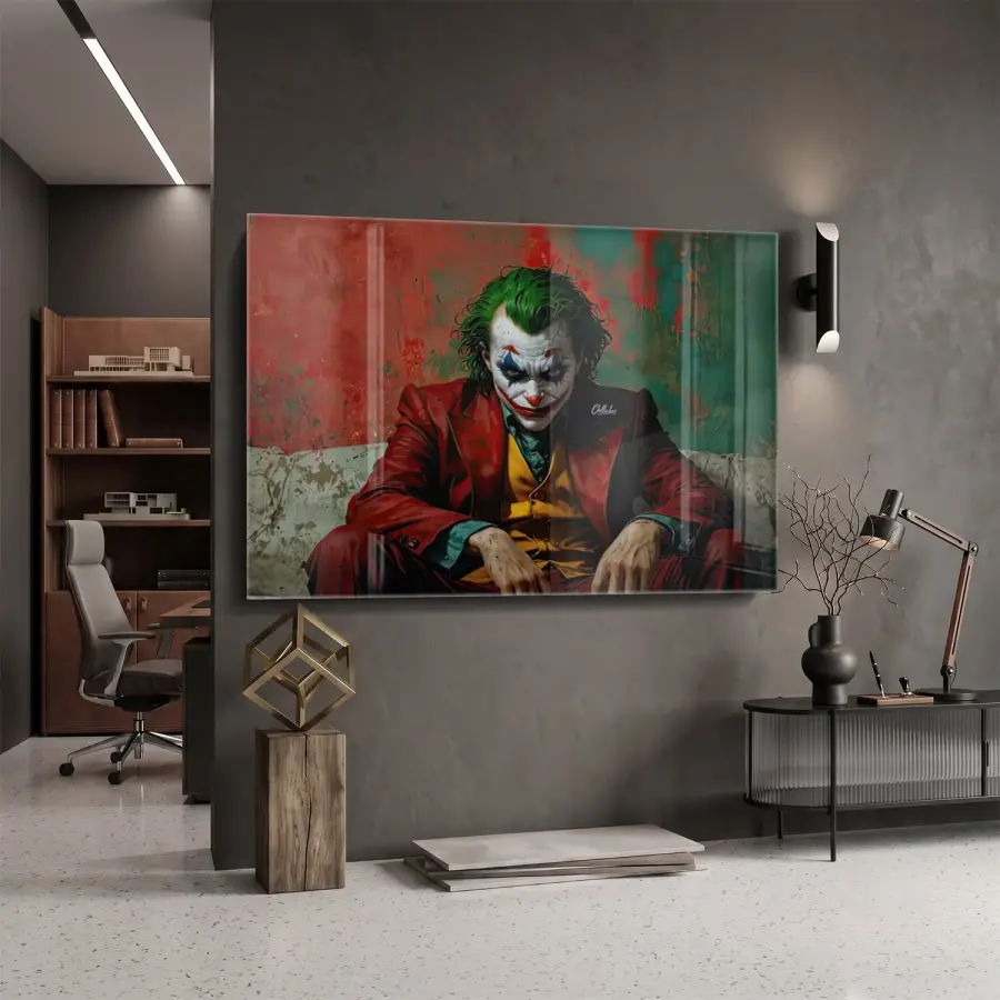 Joker Canlı Kontrast Tekli Cam Tablo Poster Dekoratif Obje