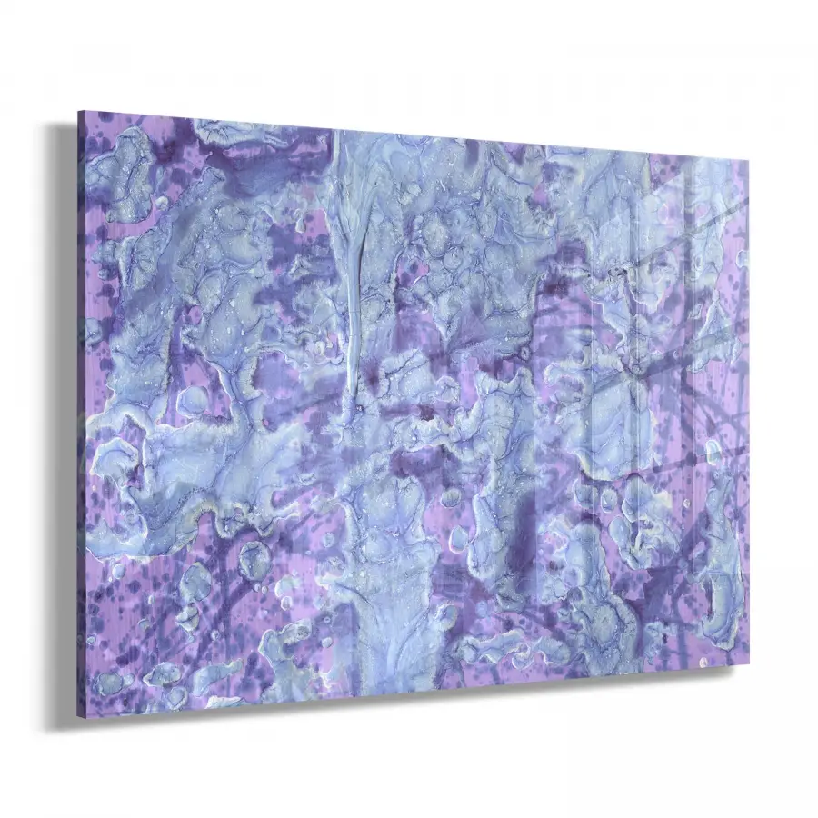 Mor Desenli Tekli Yatay Cam Tablo