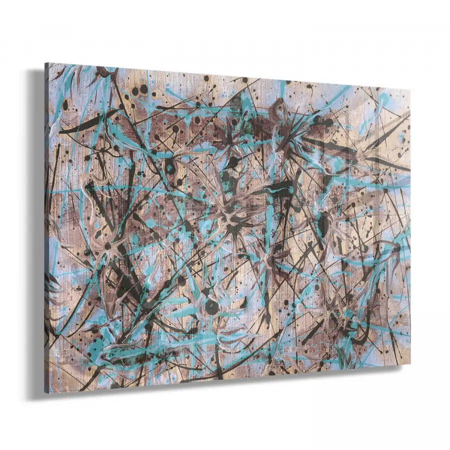 Renklerin Karışımı Tekli Yatay Cam Tablo