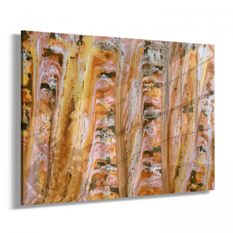 Turuncu Karışık Renkler Tekli Yatay Cam Tablo