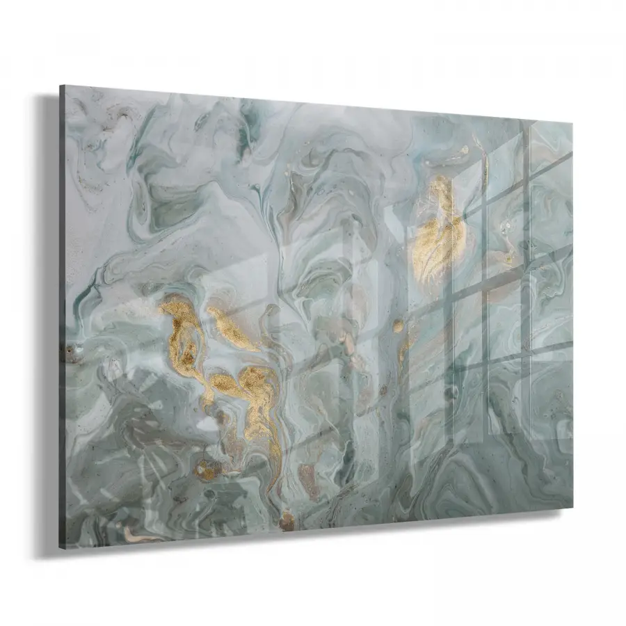 Yeşil Tonlar Tekli Yatay Cam Tablo