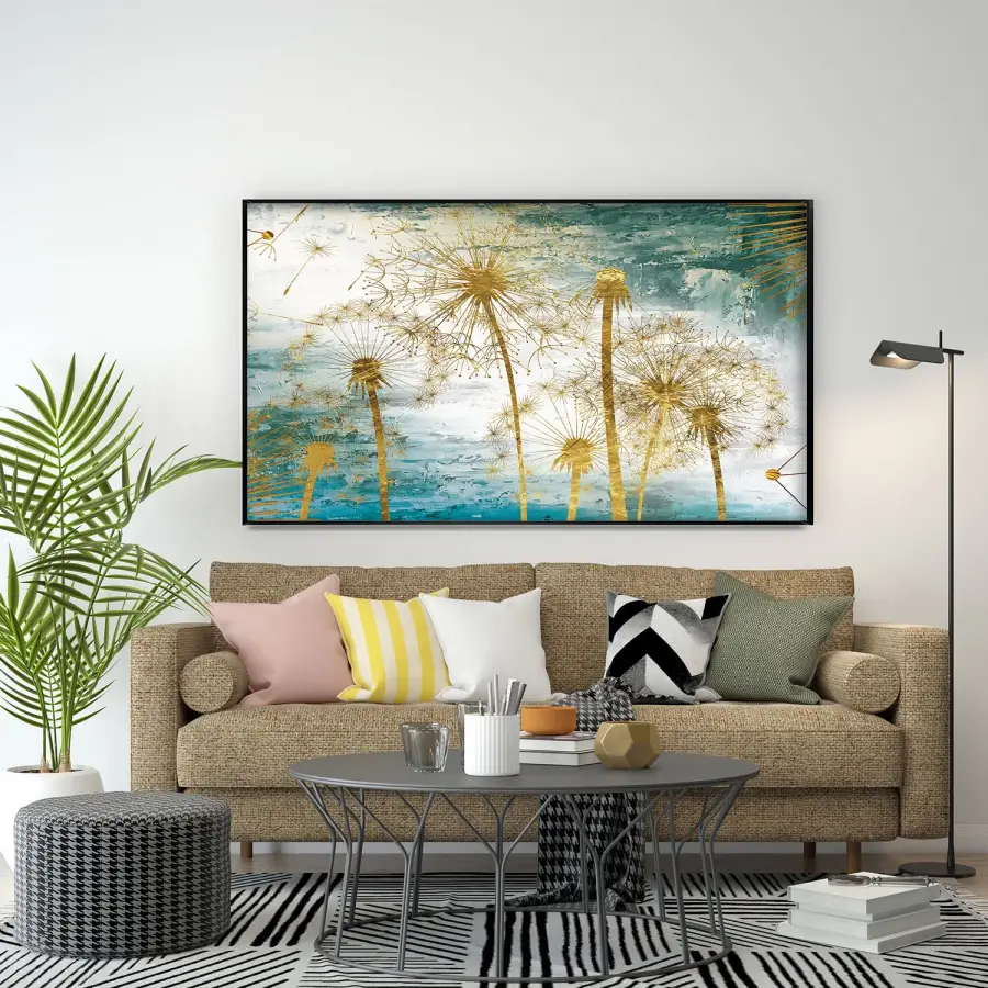 Yeşil ve Mavi Tonlar Tekli Metal Çerçeveli Yatay Tablo