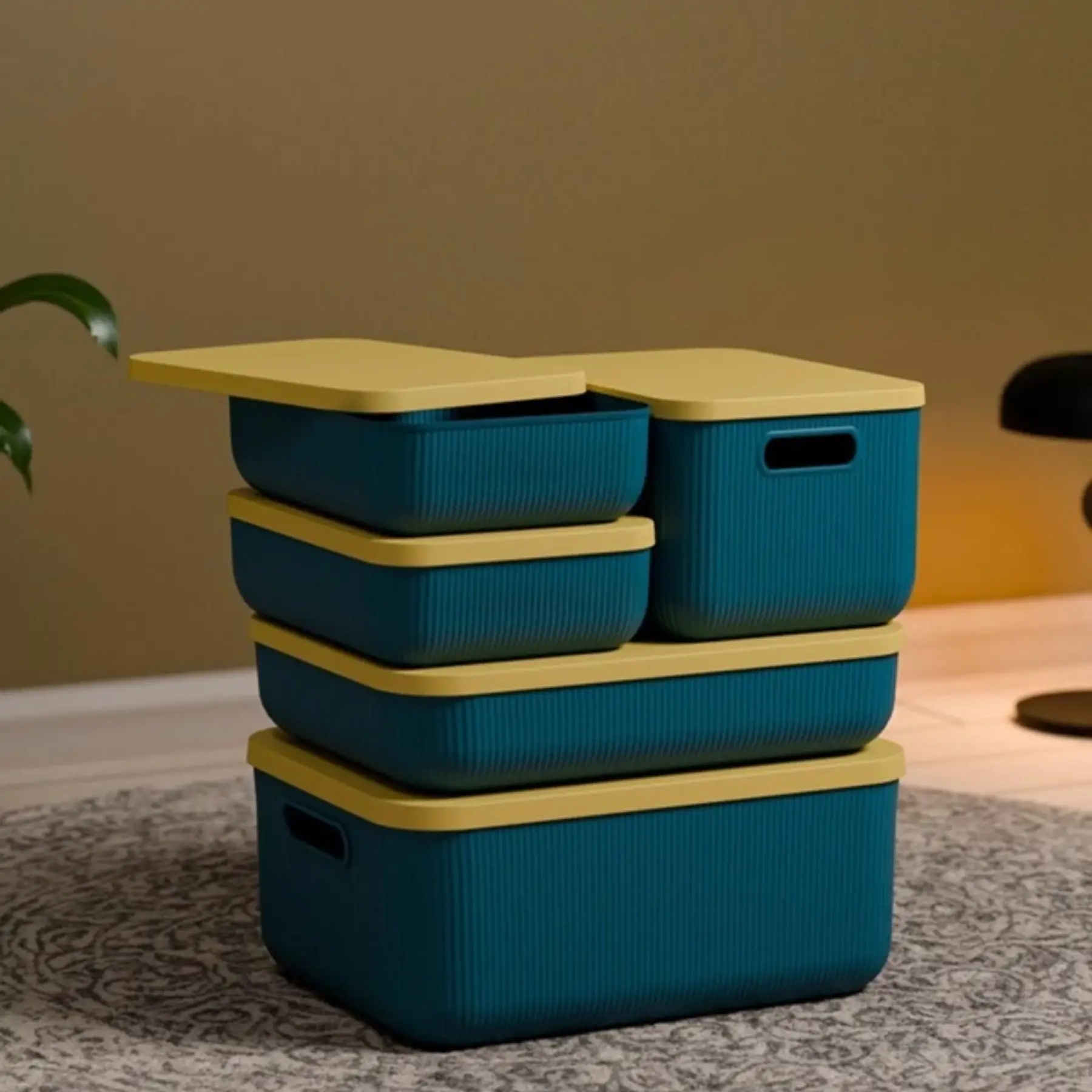 5 Parça Dolap Içi Düzenleyici Kapaklı Sepet Çorap Kıyafet Düzenleyici