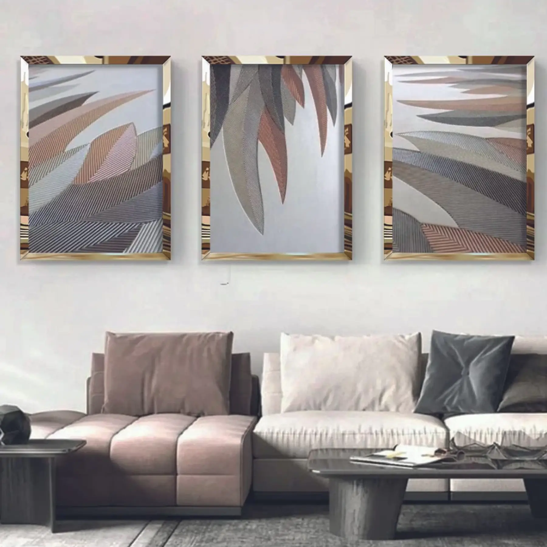 Çiçek Desenli 3lü Pleksili Tablo Seti