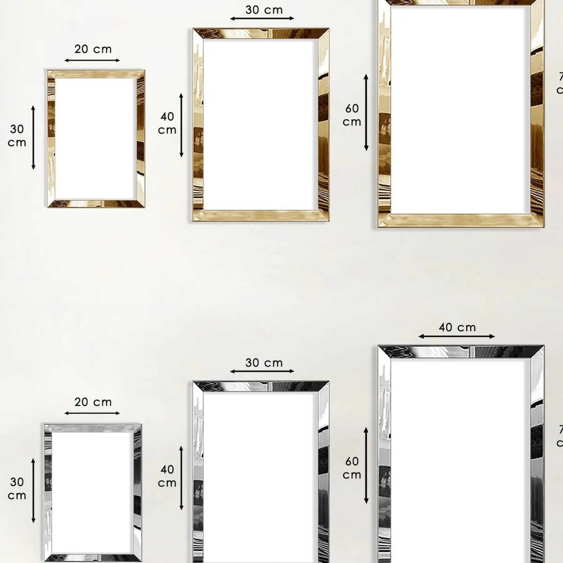 Gümüş Ayna Çerçeveli Altın Detaylı 3lü Tablo Seti