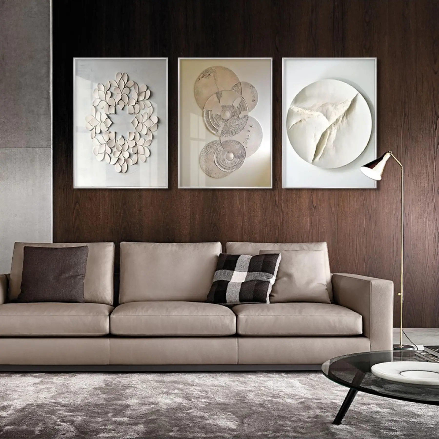 Detayın İnceliği: Karmaşık Dairesel Desenler Üçlü Metal Çerçeveli Tablo Takımı