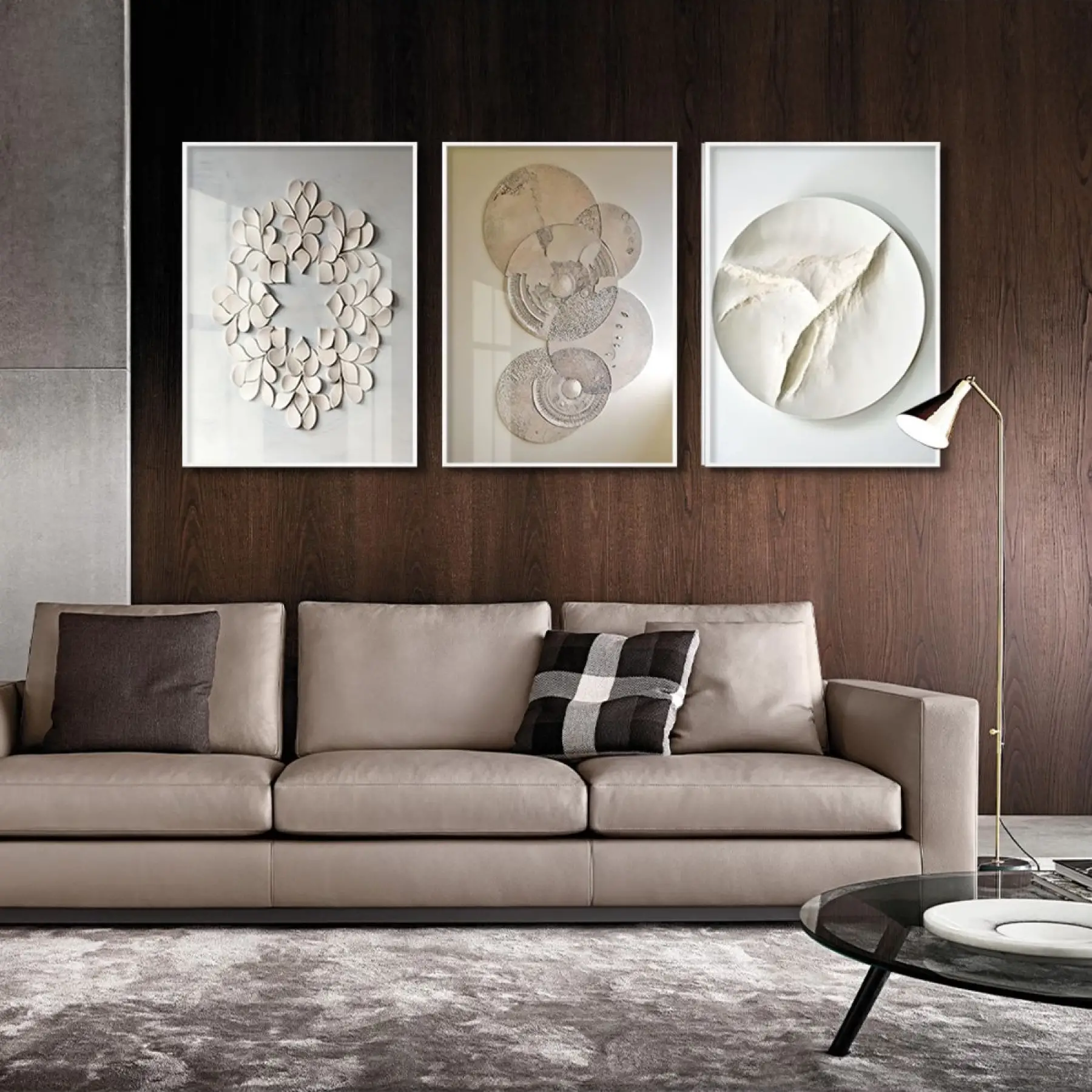 Detayın İnceliği: Karmaşık Dairesel Desenler Üçlü Metal Çerçeveli Tablo Takımı