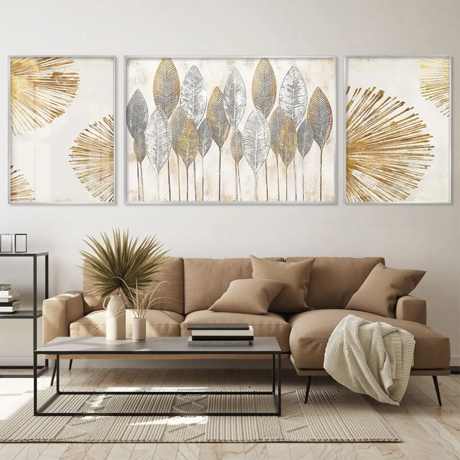 Altın Yaprak Sinfonisi; Doğal Esintili Üçlü Metal Çerçeveli Tablo Seti