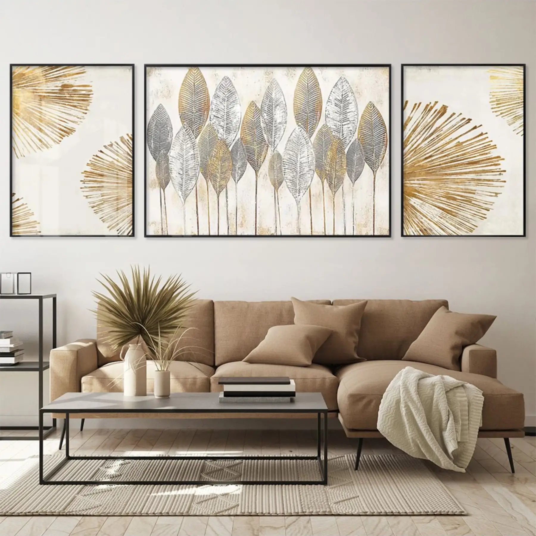 Altın Yaprak Sinfonisi; Doğal Esintili Üçlü Metal Çerçeveli Tablo Seti