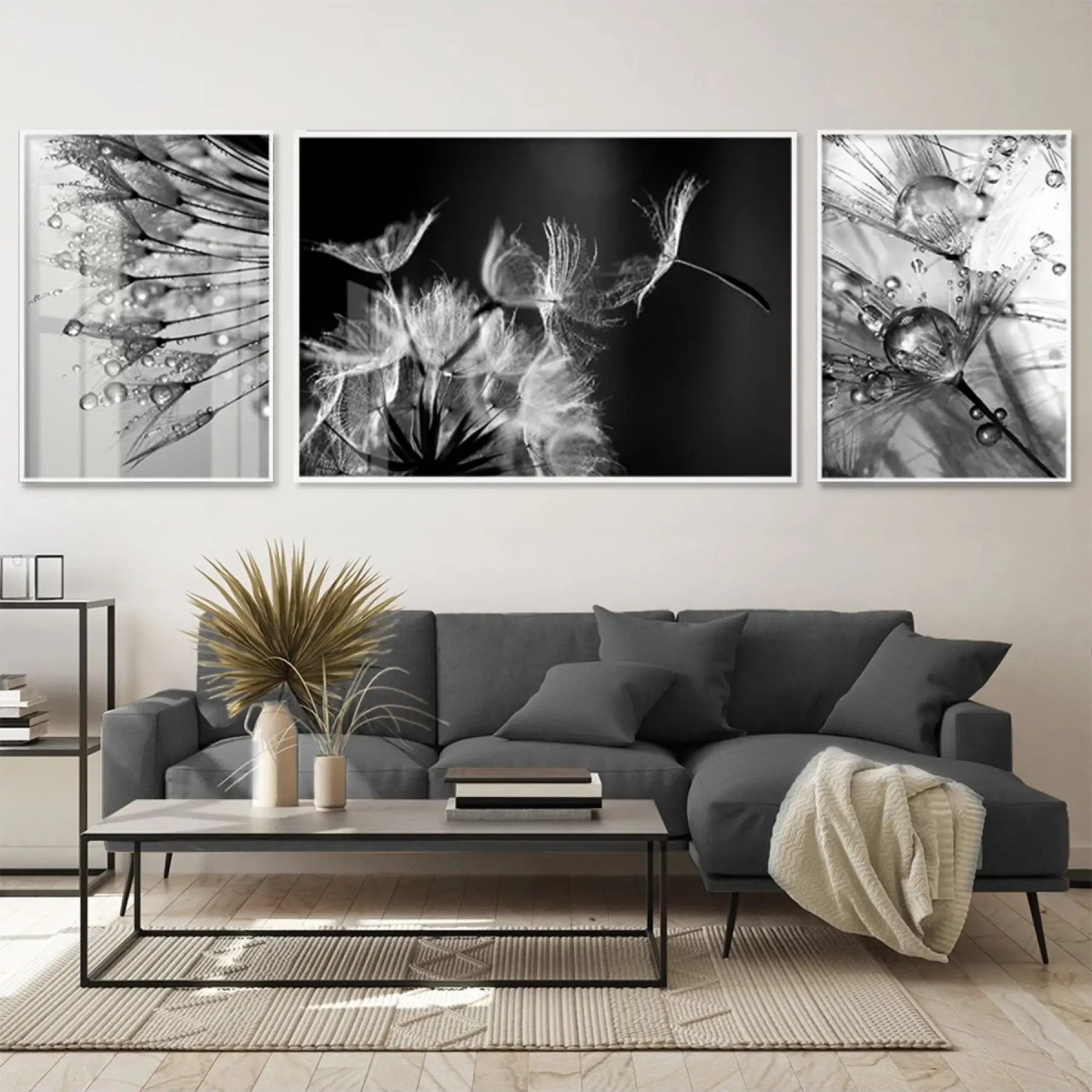 Kristal Damla Senfonisi; Monokrom Üçlü Metal Çerçeveli Tablo