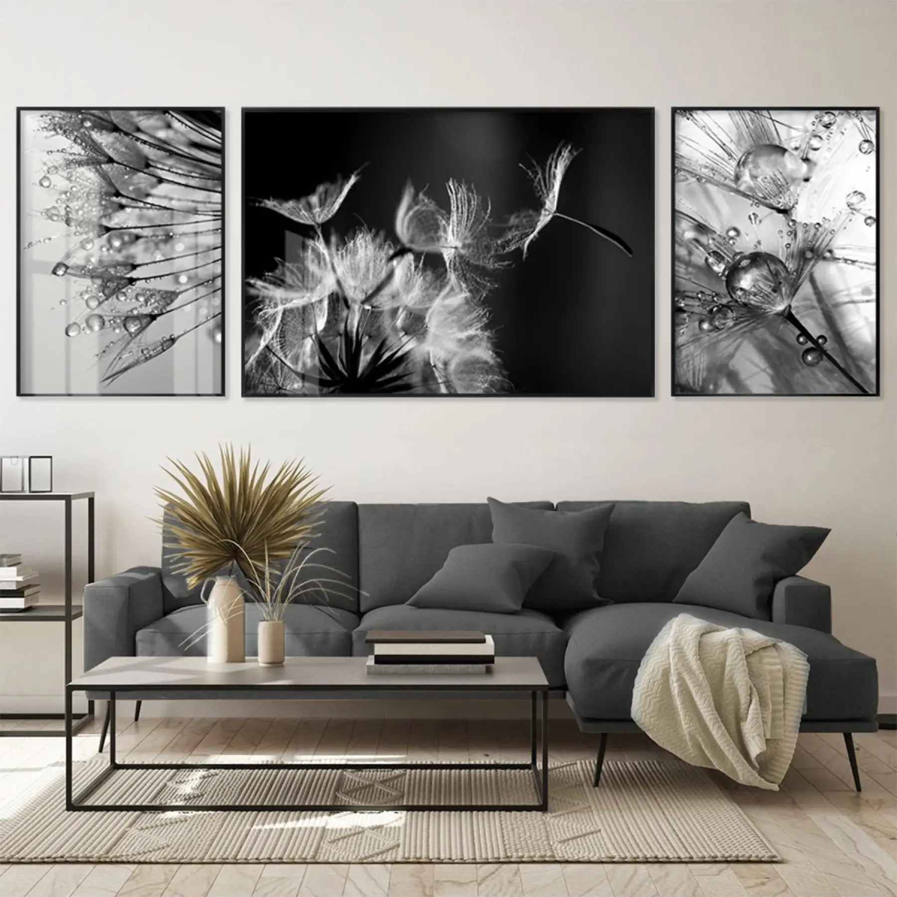 Kristal Damla Senfonisi; Monokrom Üçlü Metal Çerçeveli Tablo