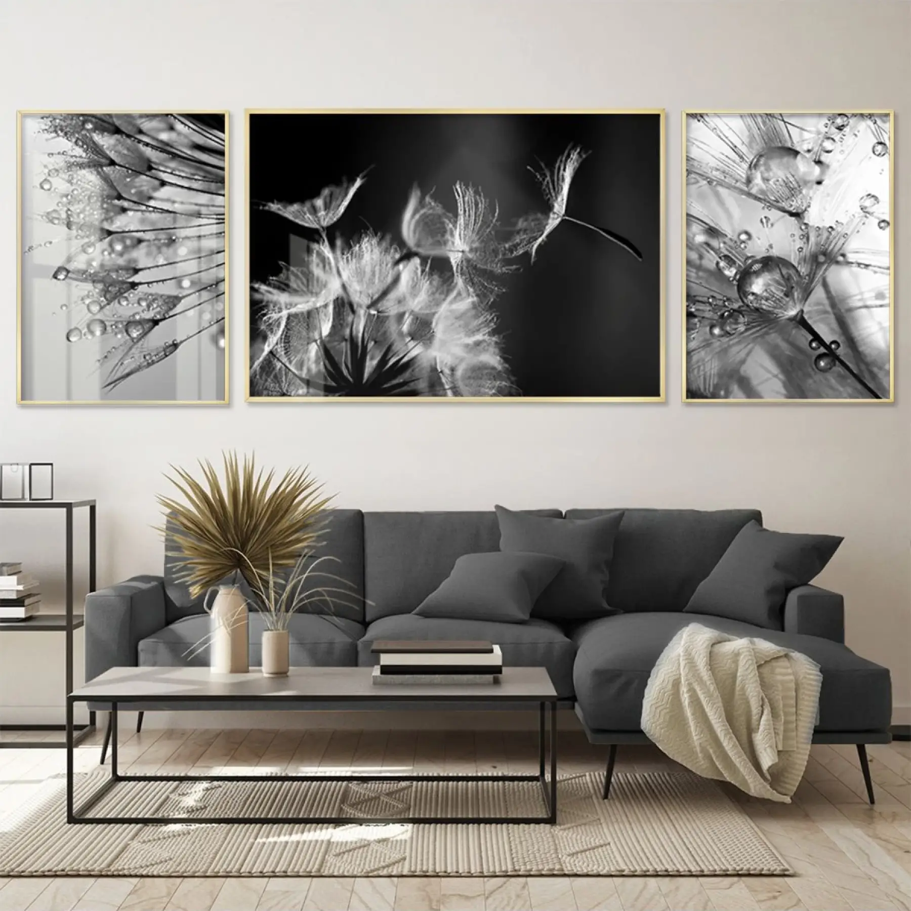 Kristal Damla Senfonisi; Monokrom Üçlü Metal Çerçeveli Tablo