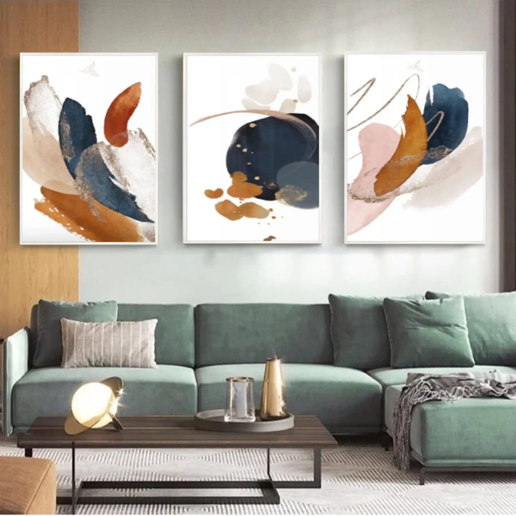 Renk Ve Doku Oyunları: Çağdaş Dekorasyon Üçlü Metal Çerçeveli Tablo Takımı