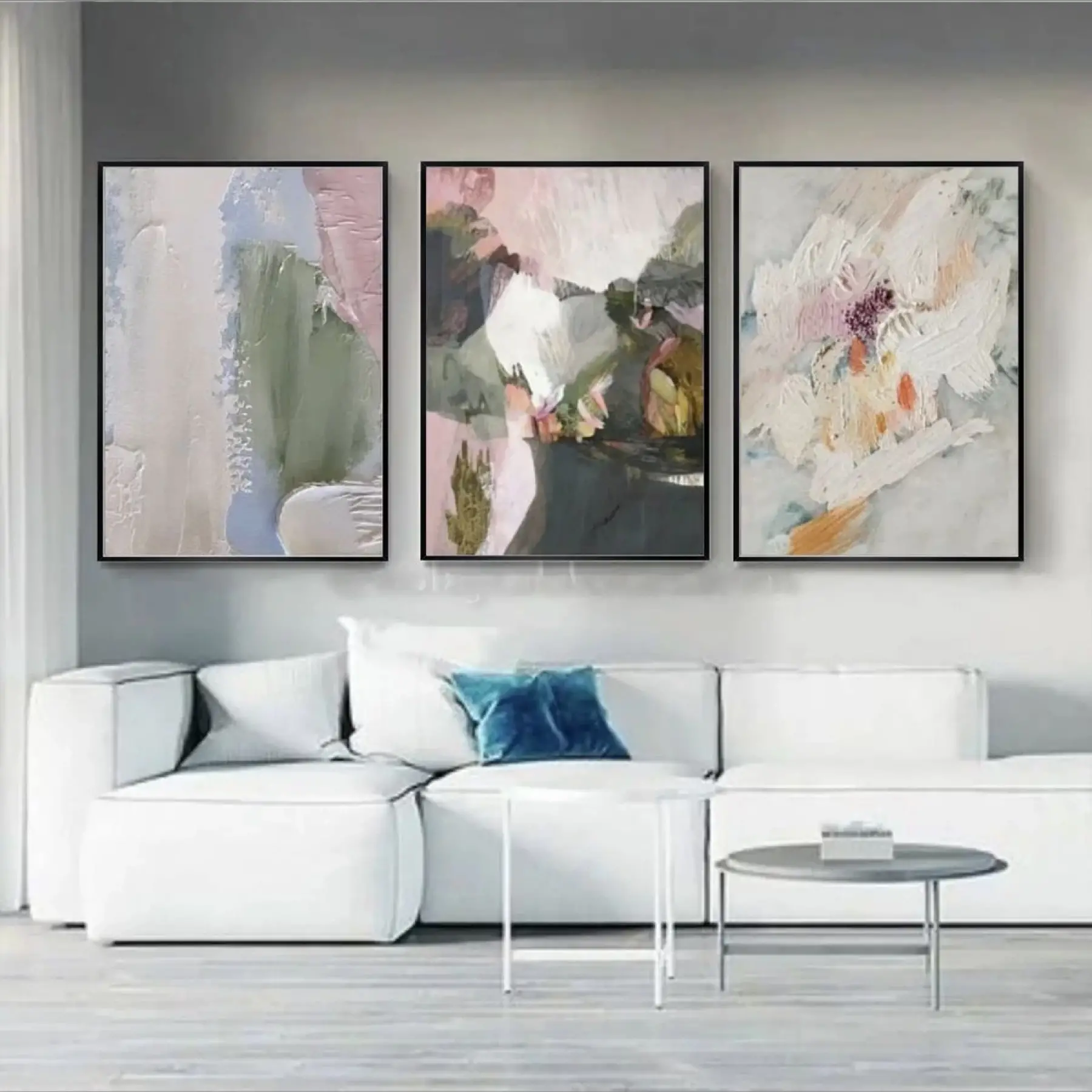 Sanatsal Doku Oyunları: Pastel Ve Doku Üçlü Metal Çerçeveli Tablo Seti