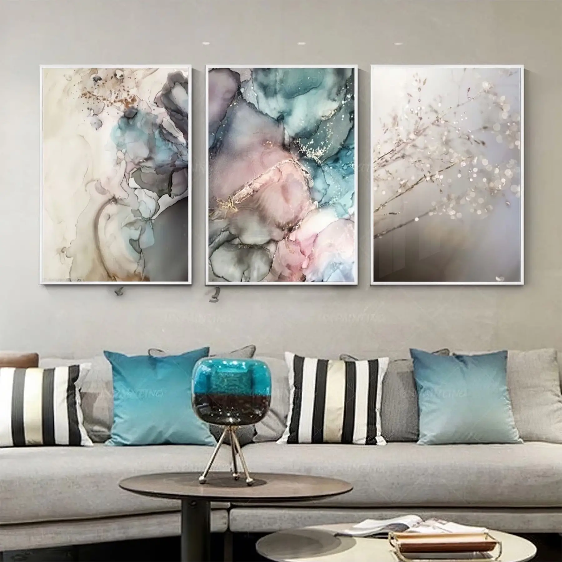 Rüya Gibi Doğa: Mistik Renkler Ve Florar Işıltı Metal Çerçeveli Tablo Seti