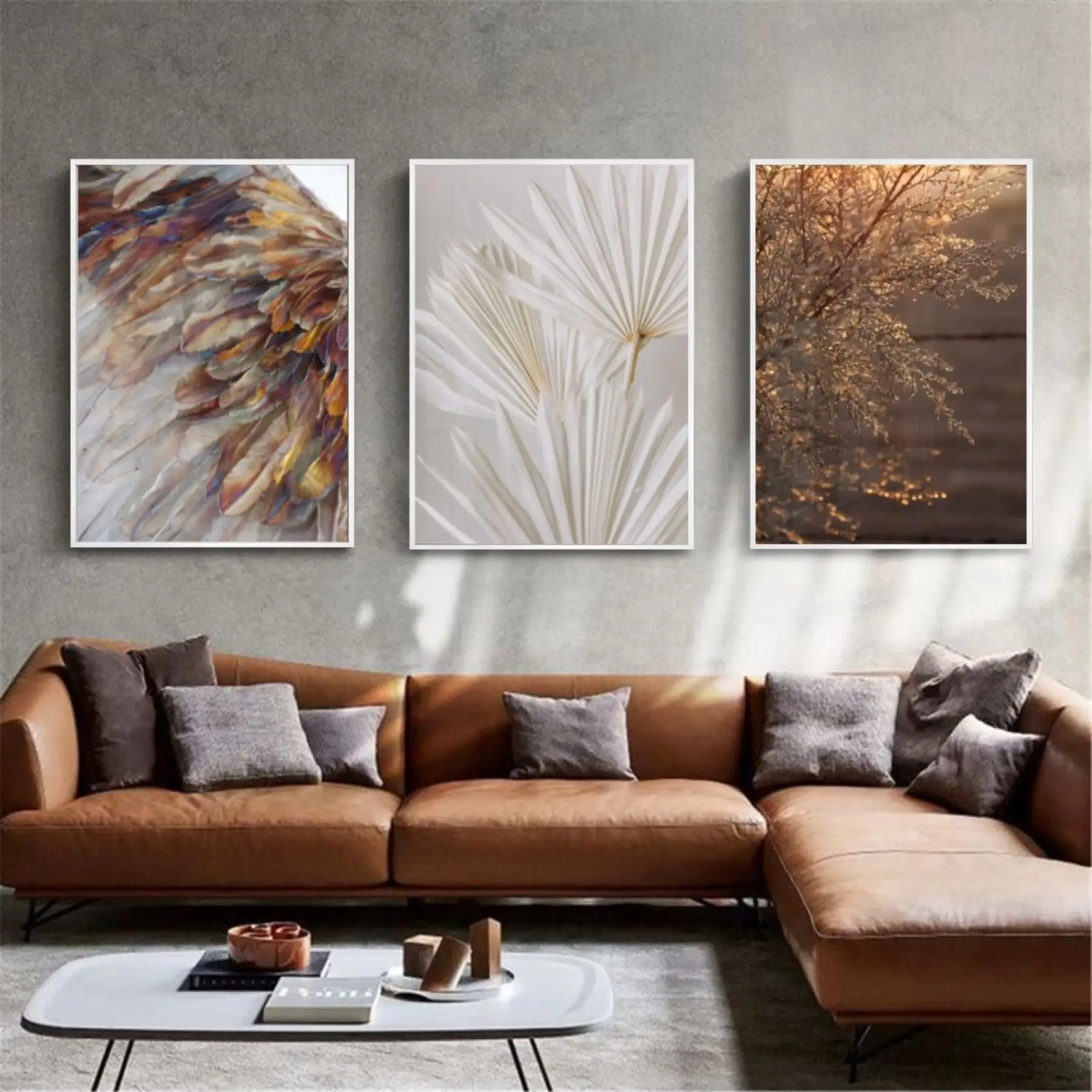 Sonbahar Dokunuşları: Doğanın Sanatsal Yansımaları Metal Çerçeveli Tablo Takımı