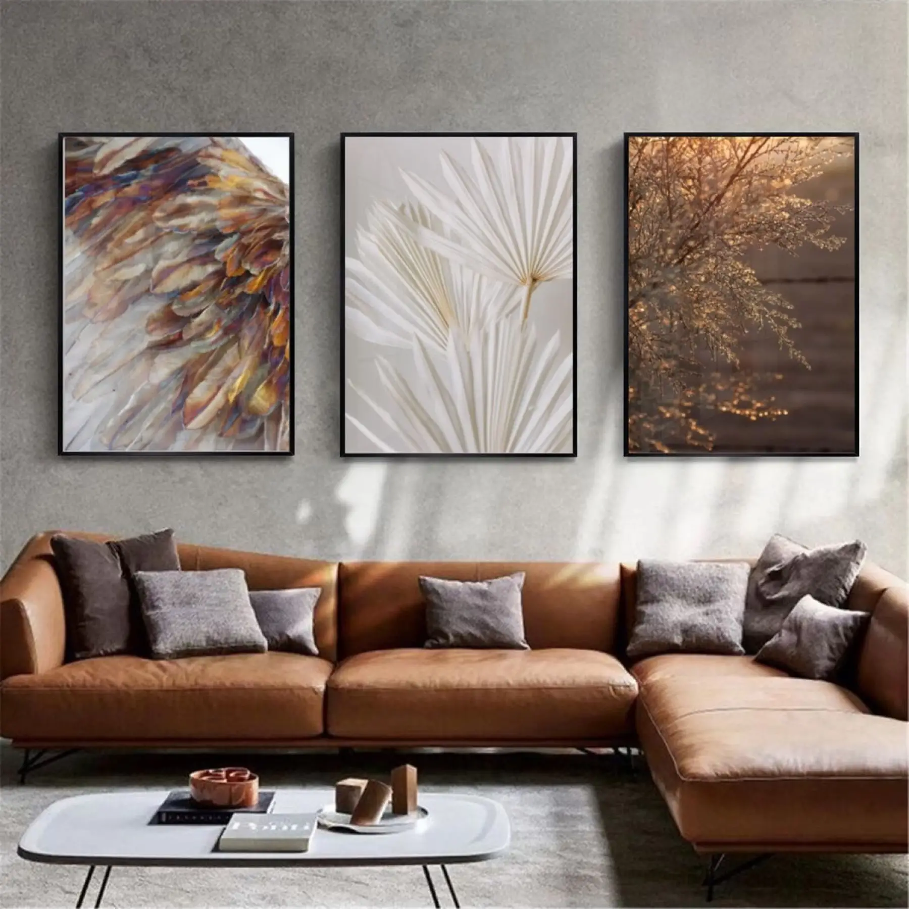 Sonbahar Dokunuşları: Doğanın Sanatsal Yansımaları Metal Çerçeveli Tablo Takımı