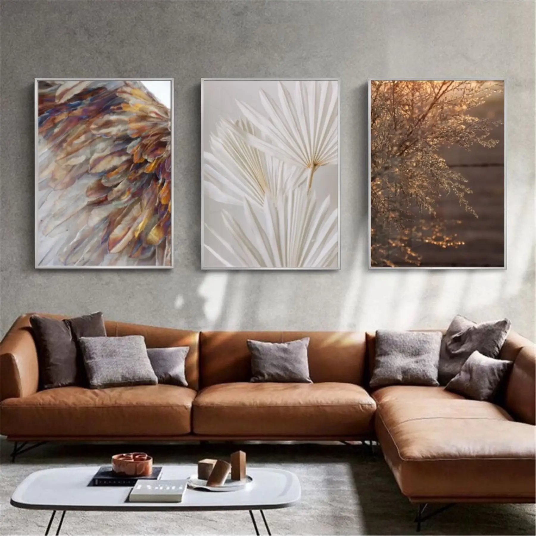 Sonbahar Dokunuşları: Doğanın Sanatsal Yansımaları Metal Çerçeveli Tablo Takımı