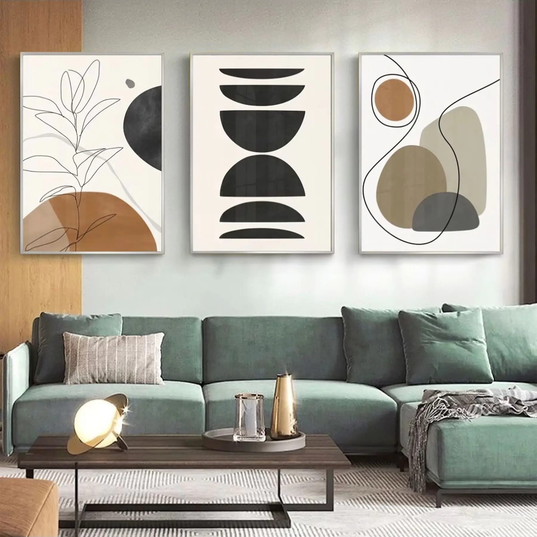Modern Harmoni: Soyut Biçimlerin Estetik Dansı Metal Çerçeveli Tablo Takımı
