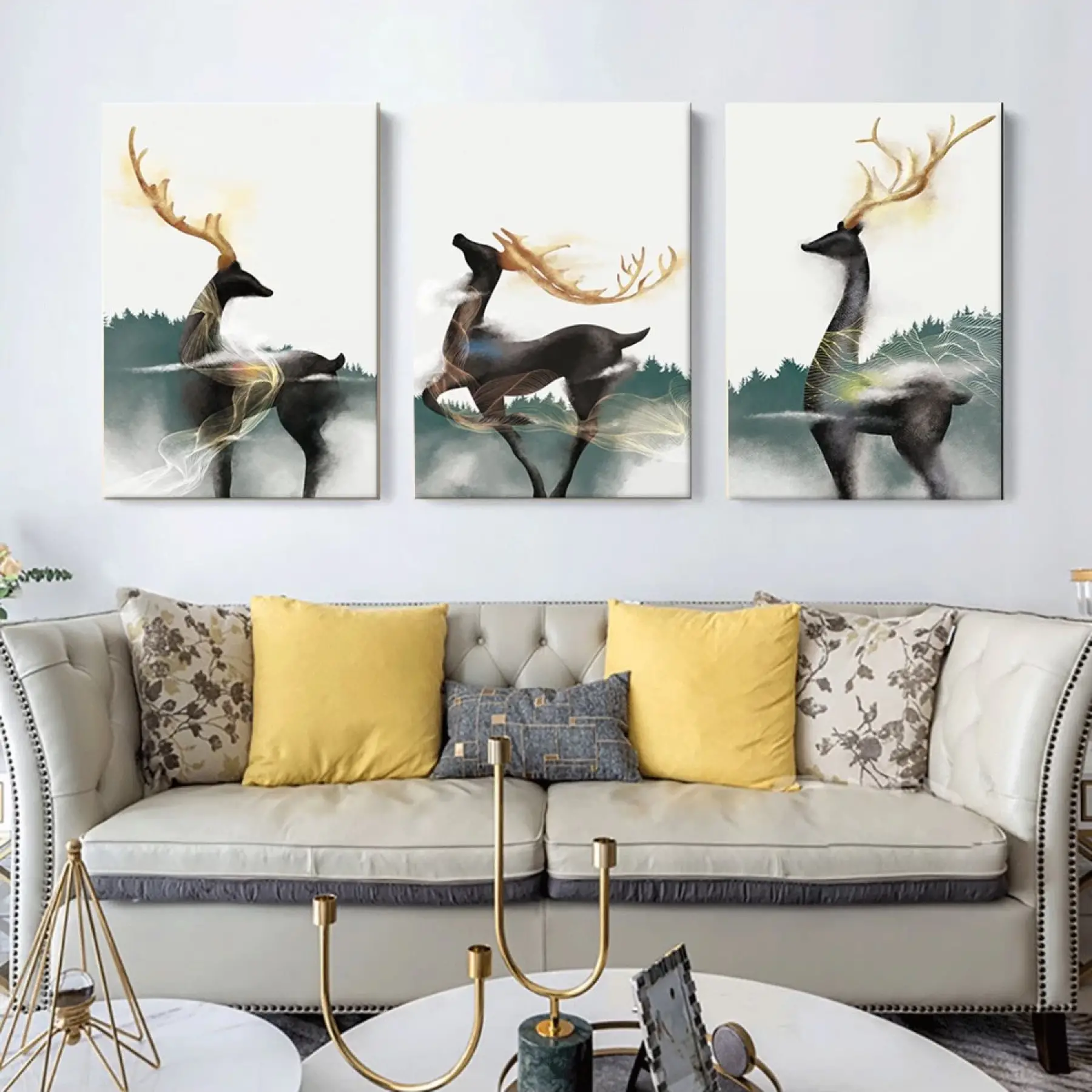 İskandinav Tarzı Soyut Modern 3lü Kanvas Tablo Seti