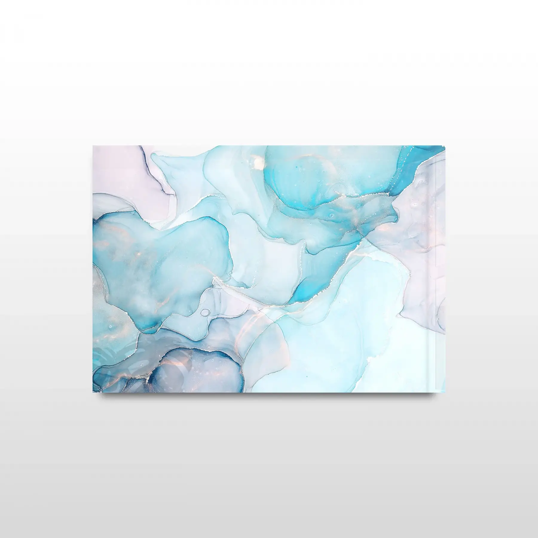 Açık Mavi Renk Tonları Tekli Yatay Cam Tablo