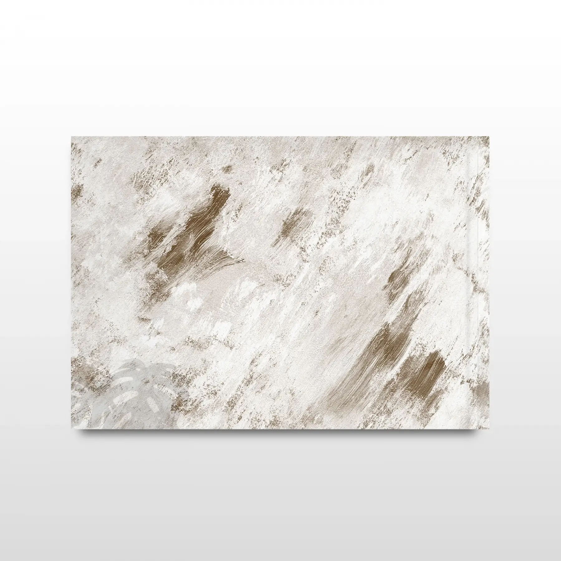 Beyaz ve Kahverengi Tonlar Tekli Yatay Cam Tablo