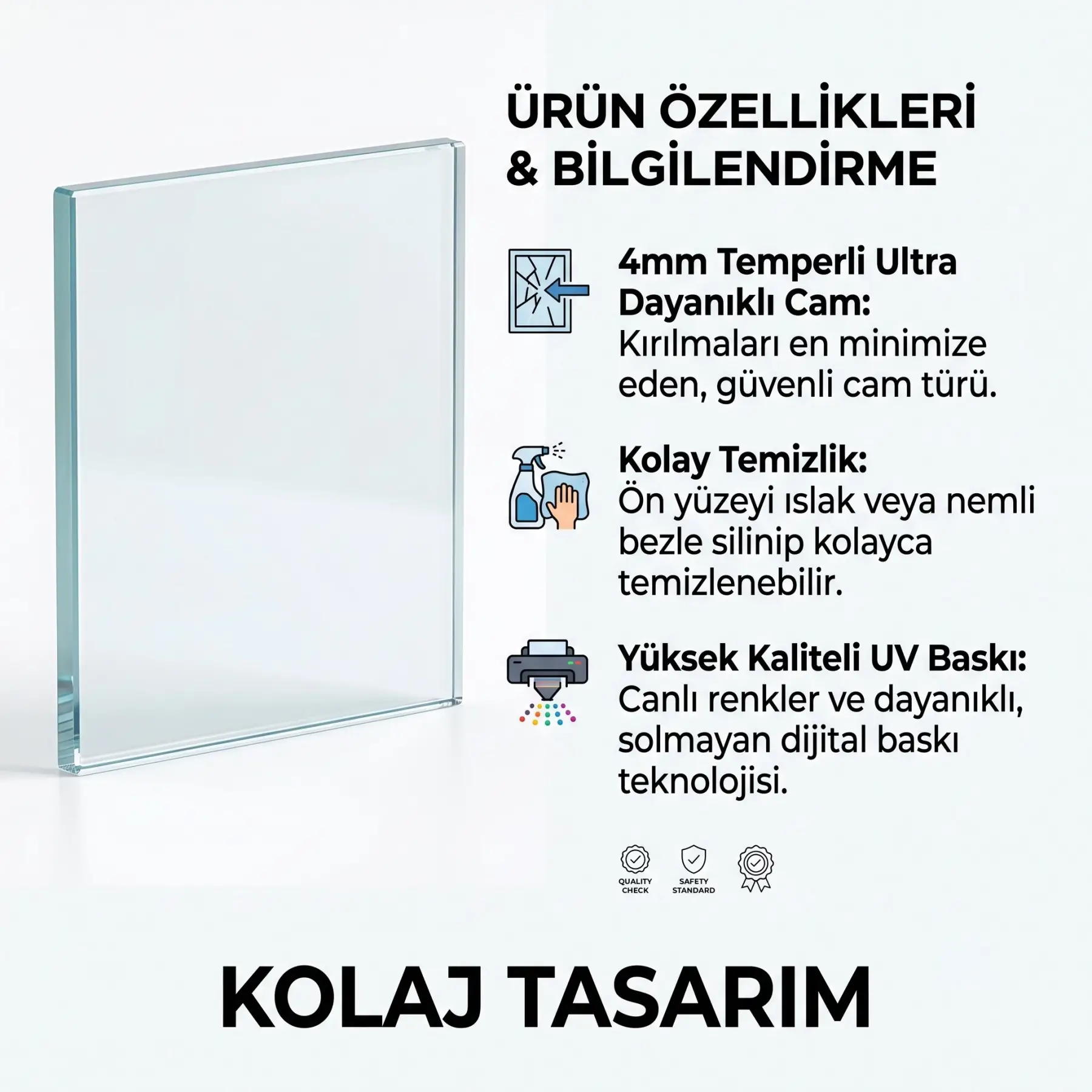 Melek Şeytan Gri Tonları Tekli Cam Tablo Duvar Salon Aksesuarları