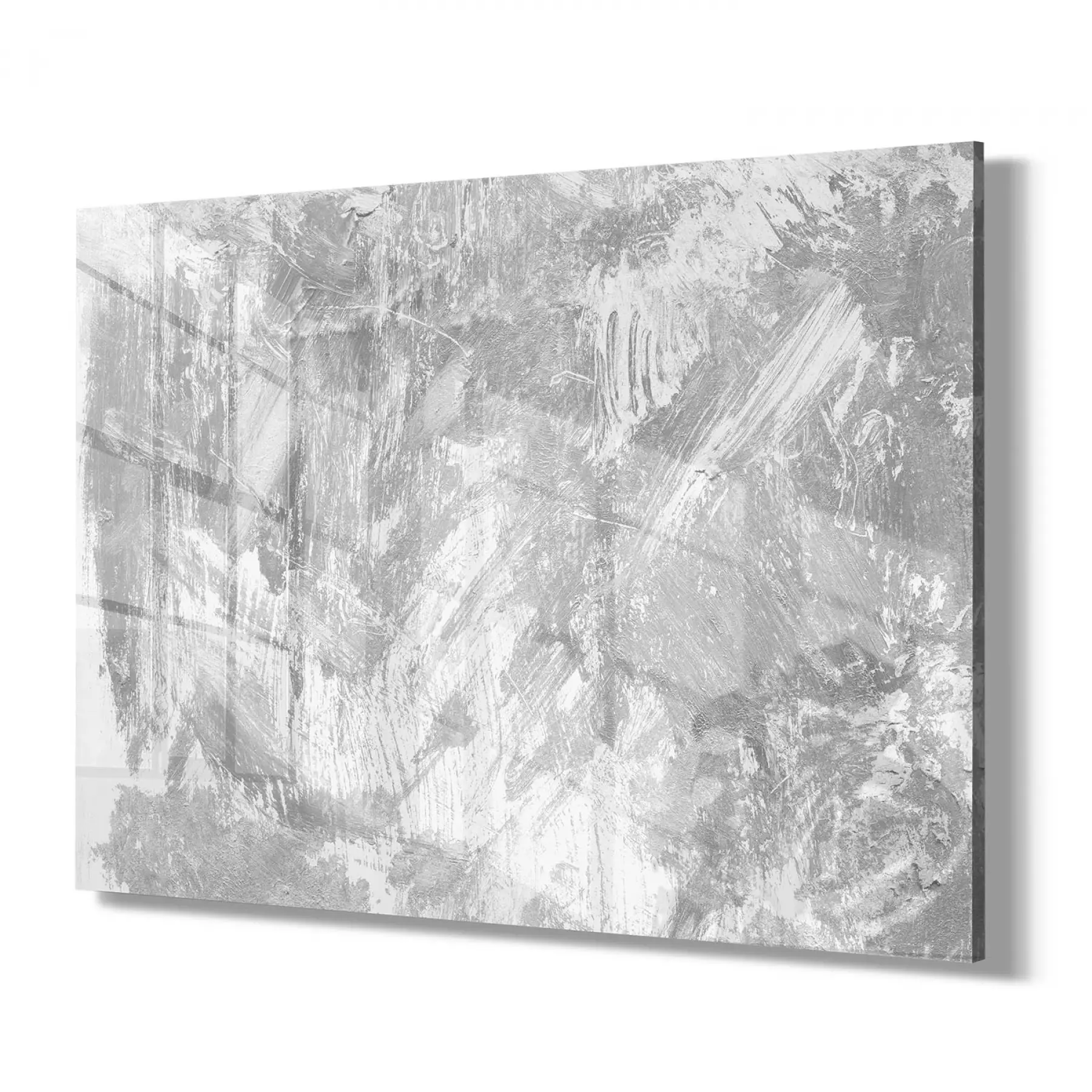 Gir ve Beyaz Tonlar Tekli Yatay Cam Tablo