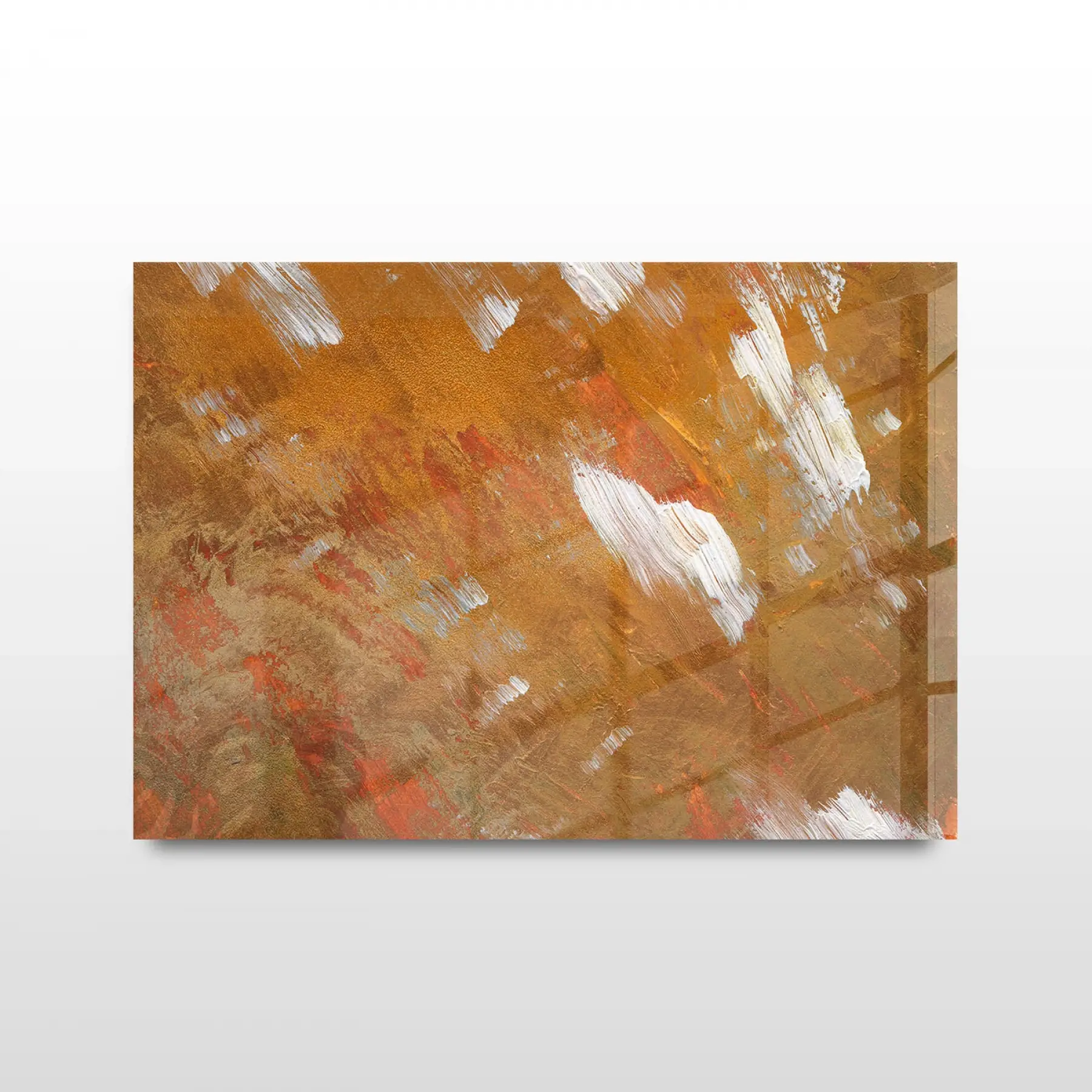 Kahverengi Soyur Desenli Tekli Yatay Cam Tablo