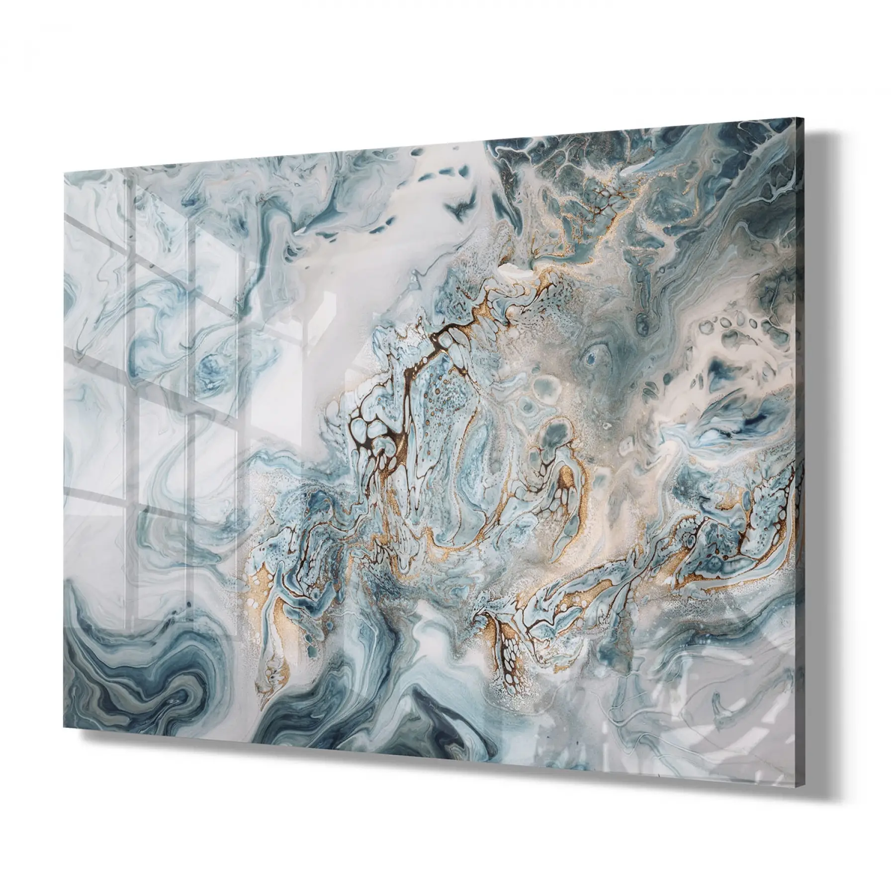 Karışık Renk Tonları Tekli Yatay Cam Tablo